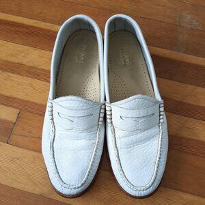 Weejuns White Leather Penny Loafers Comfy Slip On Flats GH Bass
